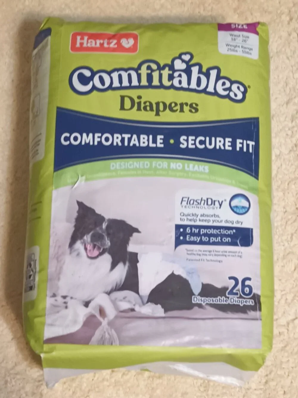 NWT Hartz Comfitables Male & Female Dog Diapers, Large 18